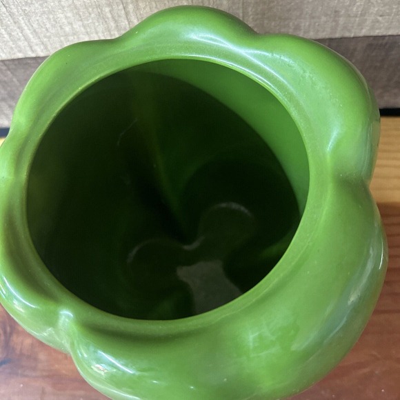 Vintage Art Pottery Green Bell Pepper Cookie Jar Ceramic Unique -no Lid - Picture 6 of 7